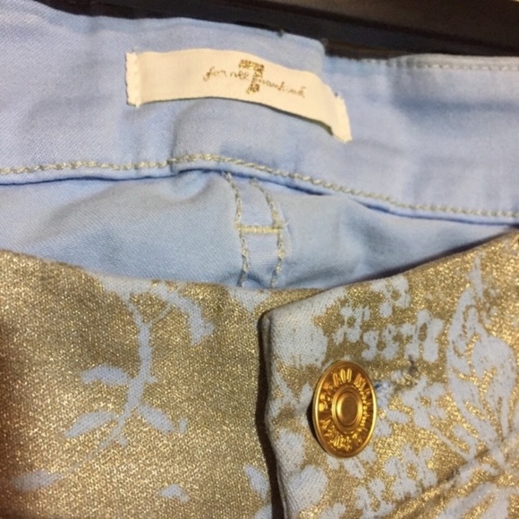 New 74AM Gold & Blue Floral Skinny Jeans 28 6 - Picture 5 of 7